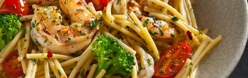 Broken Spaghetti with Shrimp