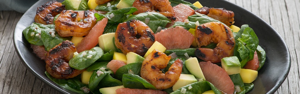 Spinach Salad with Sweet and Spicy Shrimp