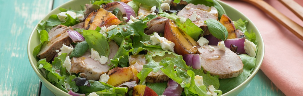 Grilled Peach and Pork Salad with Maple Balsamic Vinaigrette