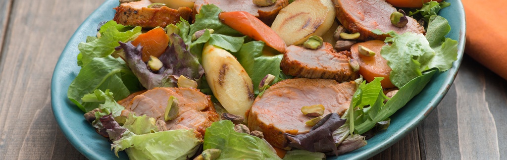 Harissa Roasted Vegetable Salad with Pork Tenderloin