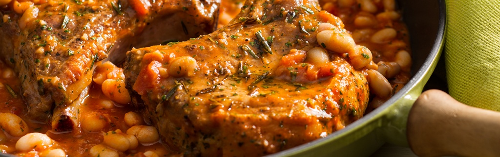 Pork Chops with White Beans and Tomatoes