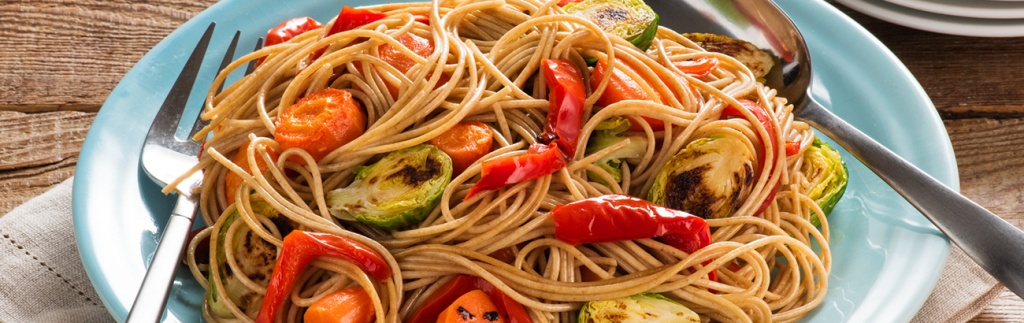 Whole Wheat Spaghetti with Roasted Vegetables