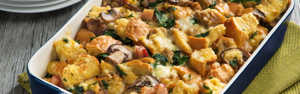 Kale, Pancetta and Mushroom Strata