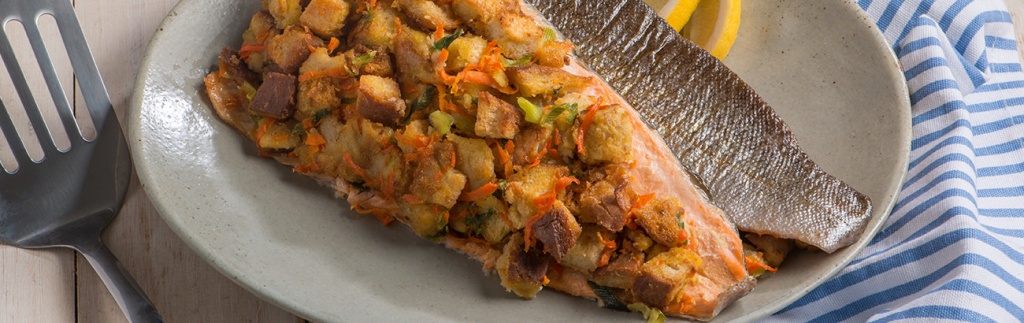 Baked Trout Fillets with Bread Stuffing