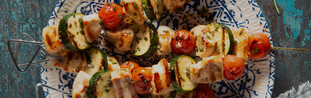 Chicken Kabobs with Zucchini and Cherry Tomatoes