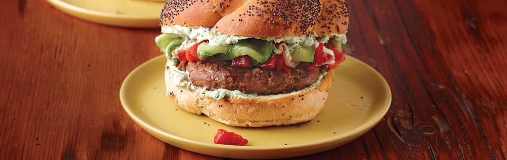 Turkish Turkey Burgers with Herb Spread and Cucumbers