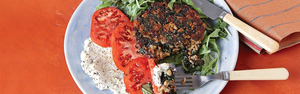 Tuscan Veggie Burgers with Goat Cheese and Arugula