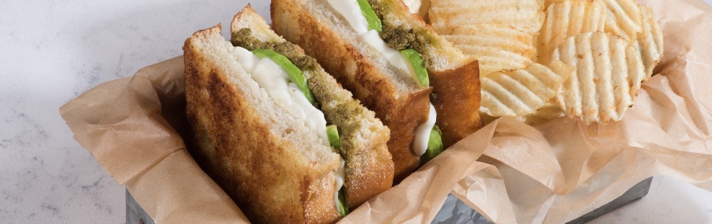 Avocado and Pesto Grilled Cheese