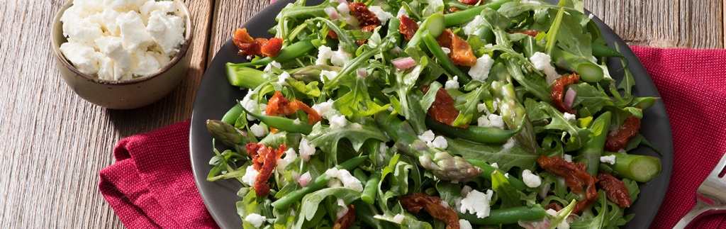 Green Bean, Asparagus and Goat Cheese Salad with Honey Dijon Vinaigrette