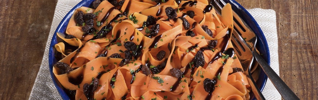 Warm Carrot Ribbon Salad with Raisins
