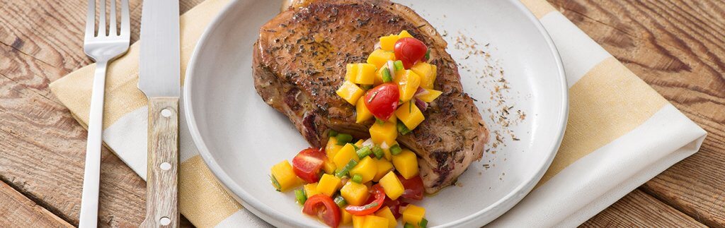 Caribbean Pork Chops with Tropical Salsa