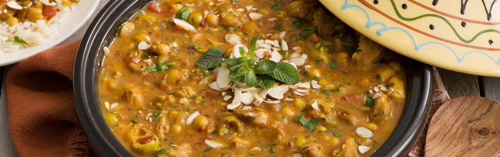 Moroccan Apricot and Green Olive Chicken Tagine