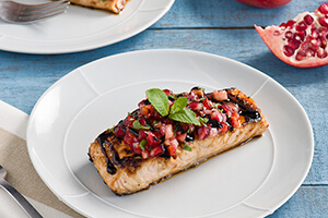 Pan-Seared Salmon with Strawberry Pomegranate Salsa