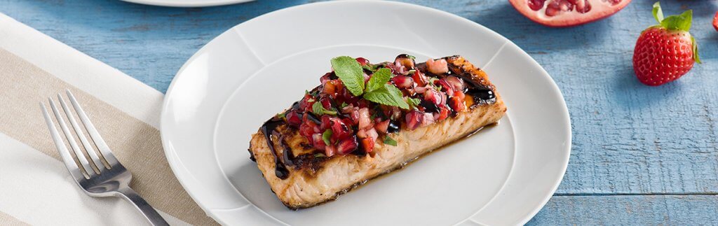 Pan-Seared Salmon with Strawberry Pomegranate Salsa