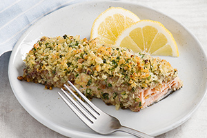 Pesto and Walnut-Crusted Salmon Fillets