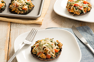 Portobello Mushrooms Stuffed with Sausage and Swiss Chard