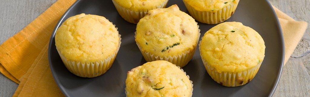 Zucchini, Cheddar and Bacon Cornbread Muffins