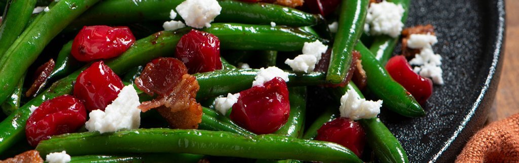 Green Beans with Cranberries, Bacon and Goat Cheese