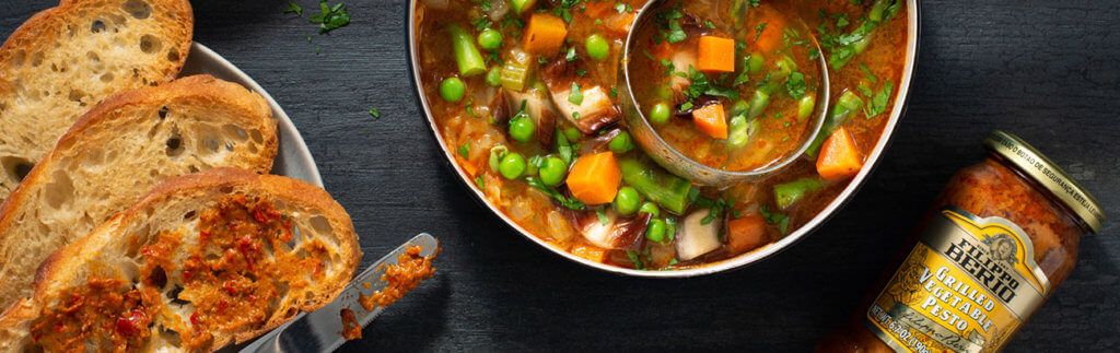 Primavera Soup with Pesto