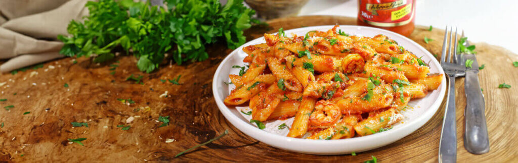 Penne Arrabbiata with Prawns