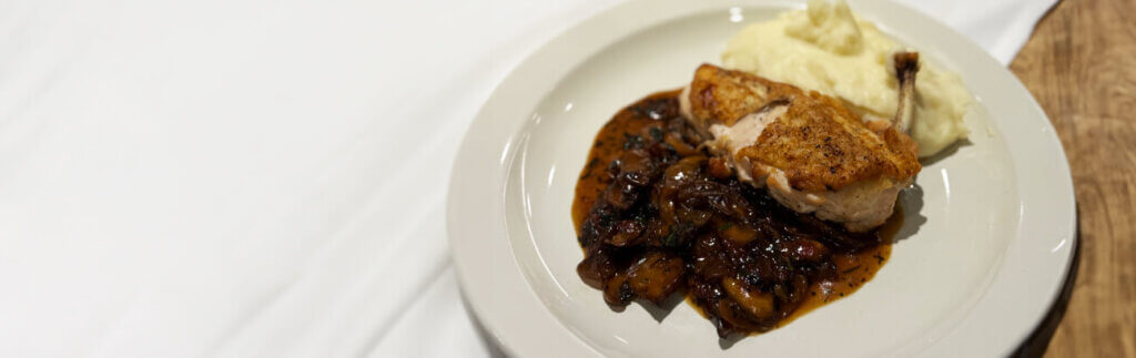 Pan-Roasted Chicken with Olive Oil Mashed Potatoes